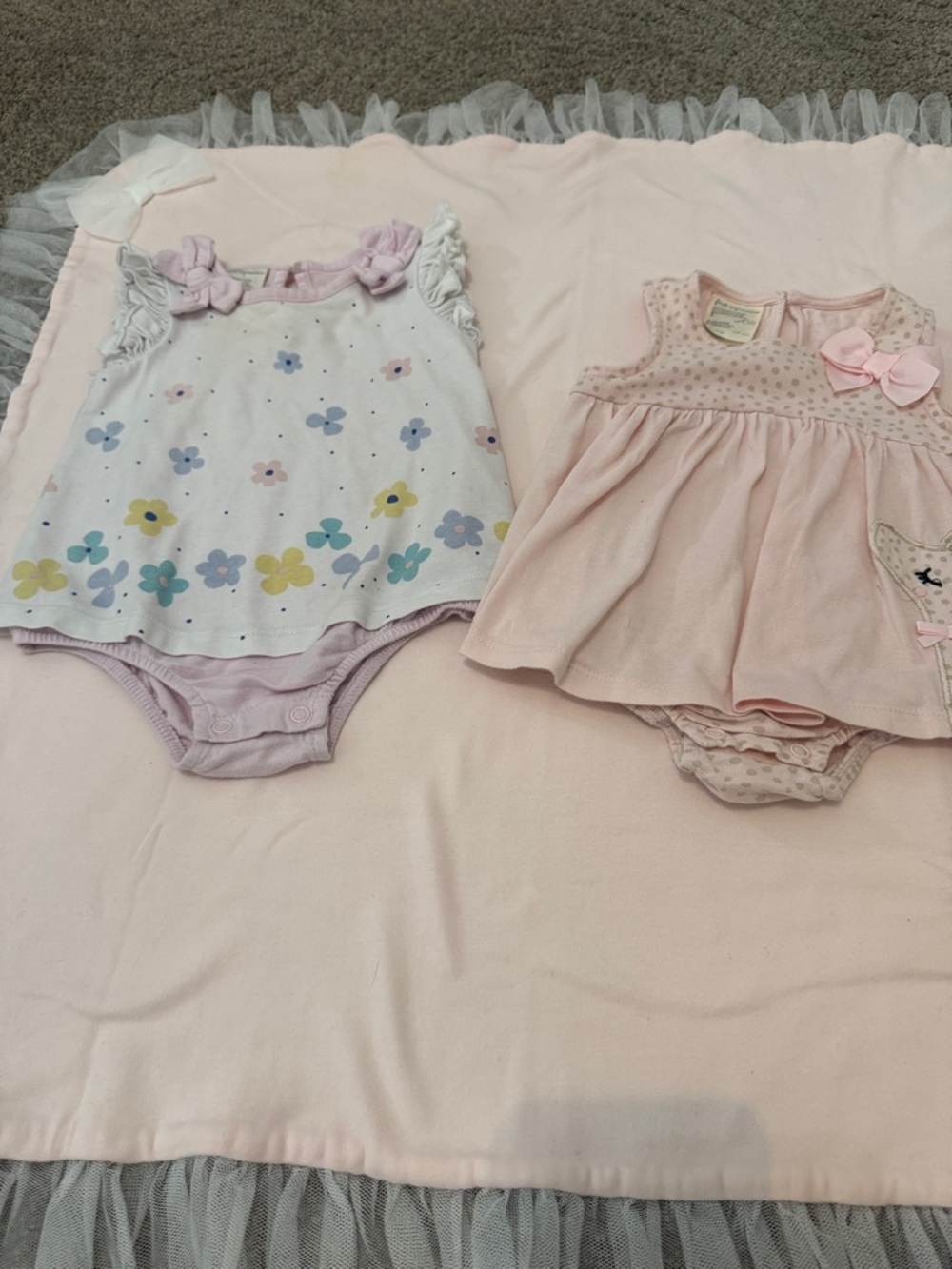 First Impressions Baby Girls Pink and White Floral Rompers